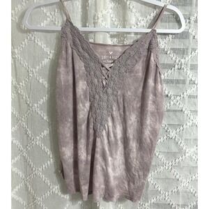 American Eagle Soft & Sexy Tie Dye Lace Trim Cami Tank Top Purple Women Small